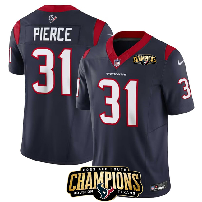 Men's Houston Texans #31 Dameon Pierce Navy 2023 F.U.S.E. AFC South Champions Patch Vapor Untouchable Limited Football Stitched Jersey